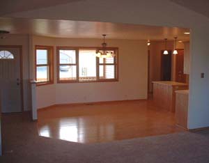 Open floor plan. 
2 bedrooms, 2 bathrooms on main floor. 
Main floor laundry.