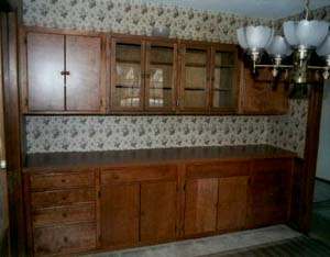 Dining room with many built-ins.