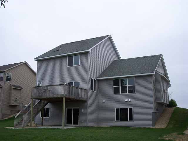 Rear: walkout, patio and deck